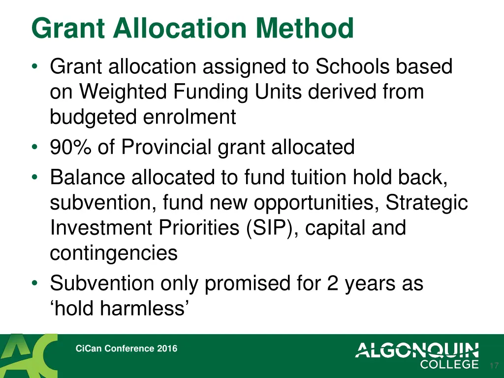 grant allocation method grant allocation assigned