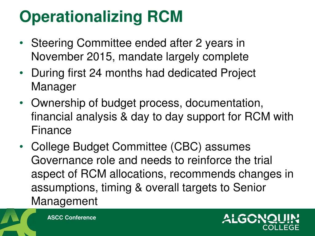 operationalizing rcm