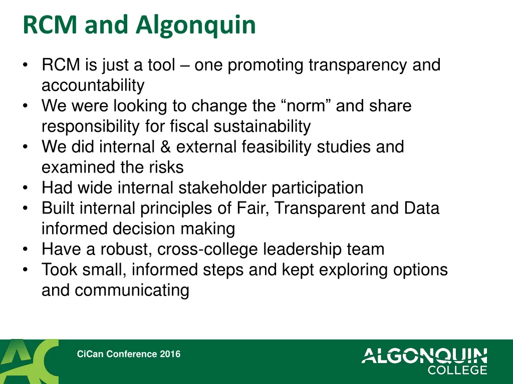 rcm and algonquin