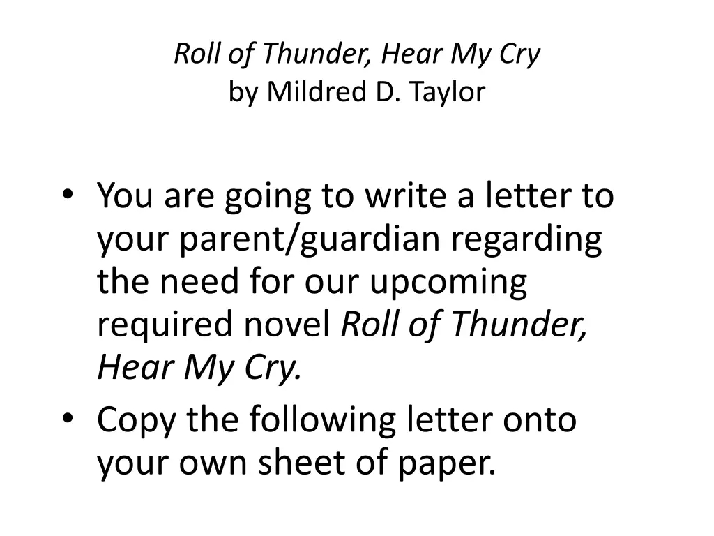 roll of thunder hear my cry by mildred d taylor 1