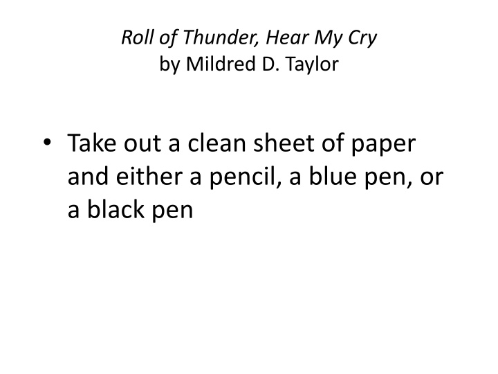 roll of thunder hear my cry by mildred d taylor