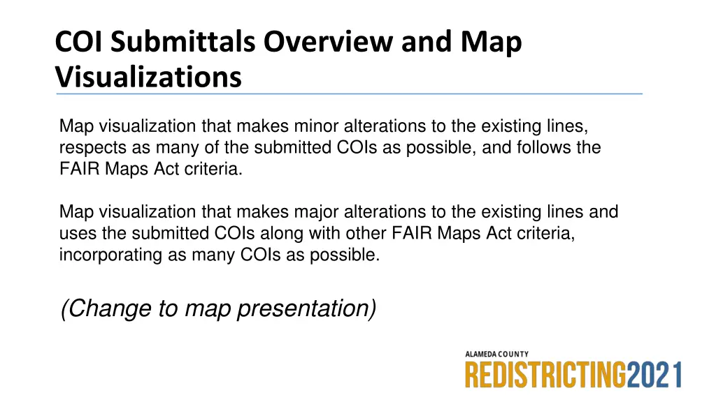 coi submittals overview and map visualizations