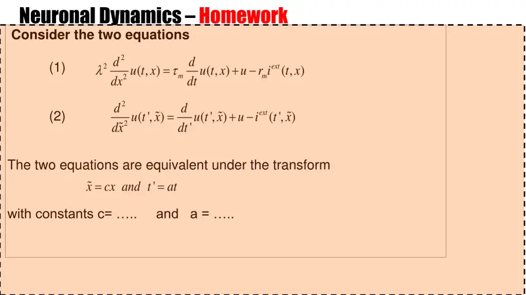 neuronal dynamics homework consider 1