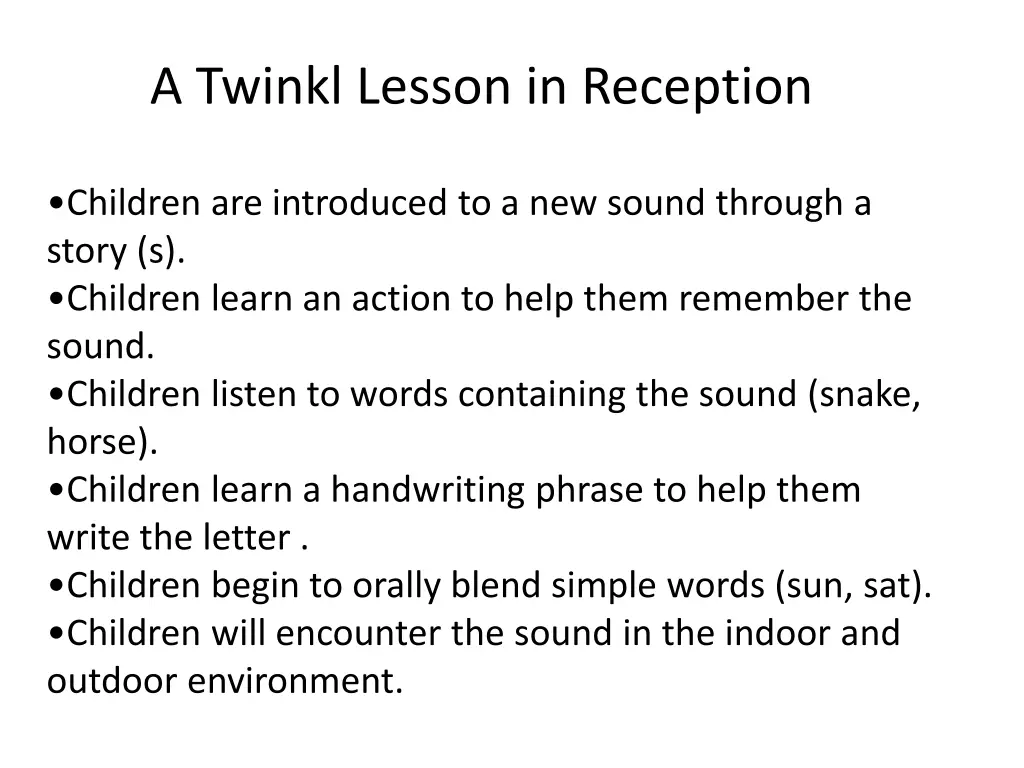 a twinkl lesson in reception