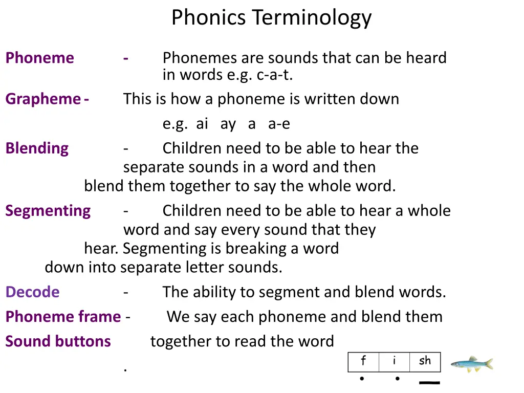 phonics terminology