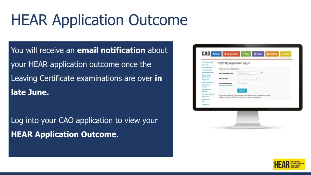 hear application outcome