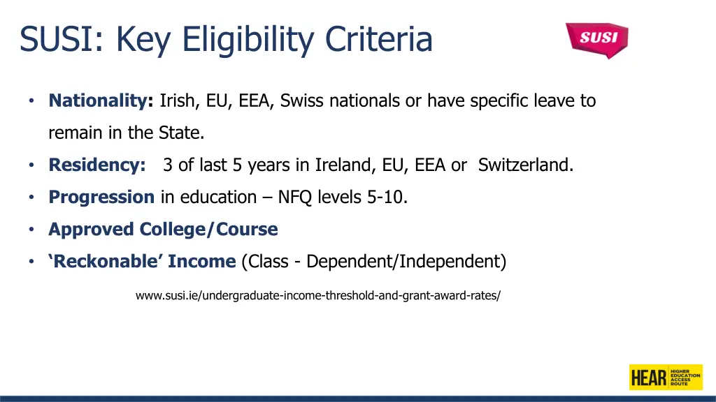 susi key eligibility criteria