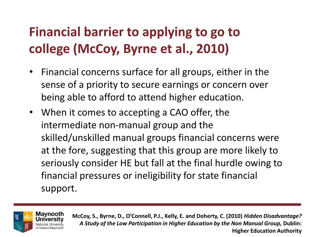 financial barrier to applying to go to college 1