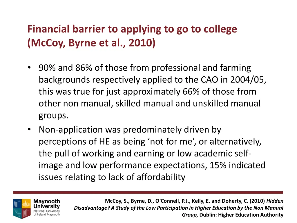 financial barrier to applying to go to college