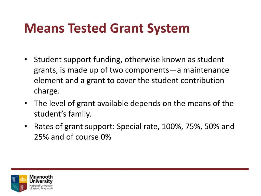 means tested grant system