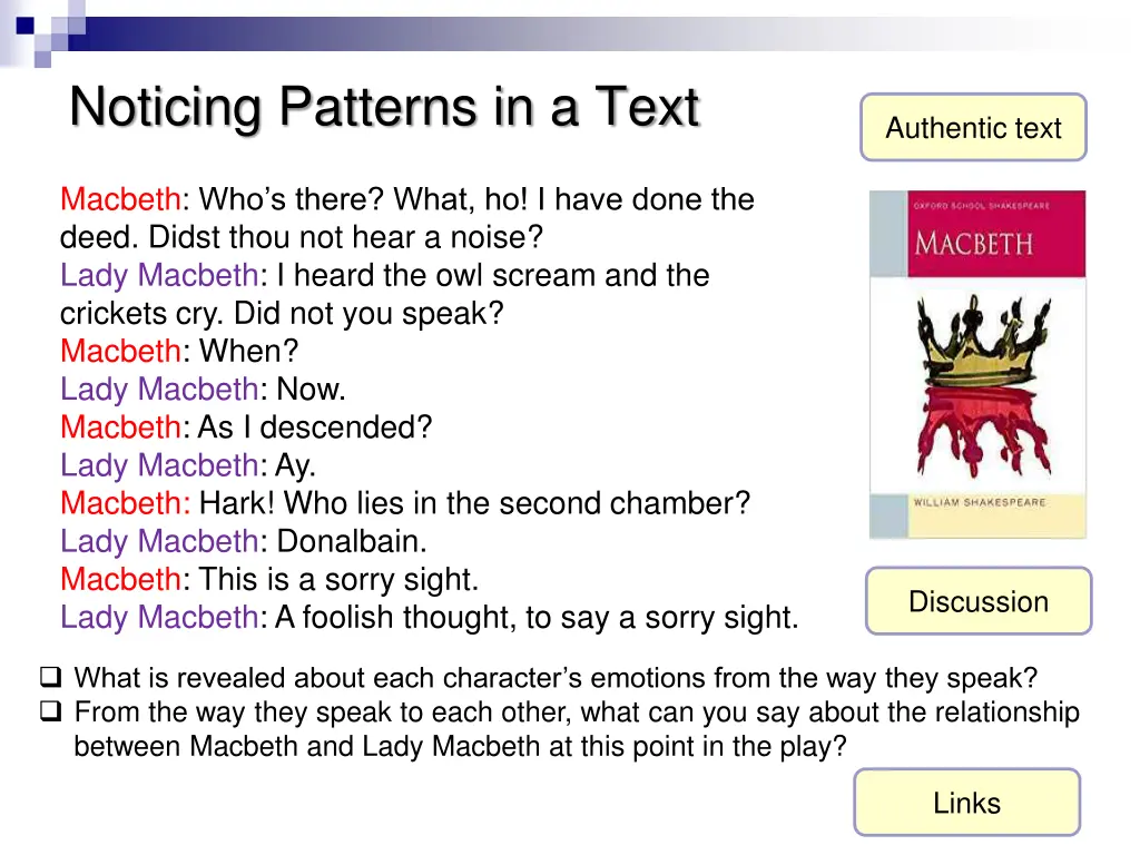 noticing patterns in a text 2