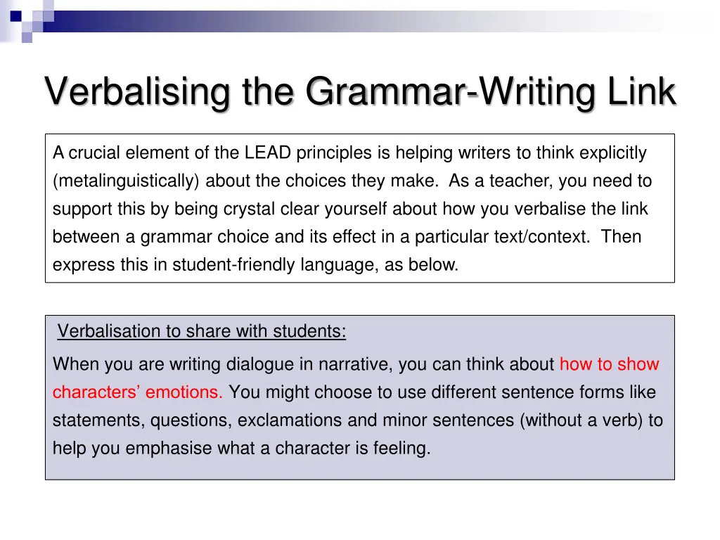 verbalising the grammar writing link