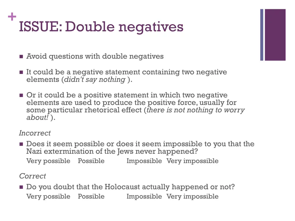 issue double negatives