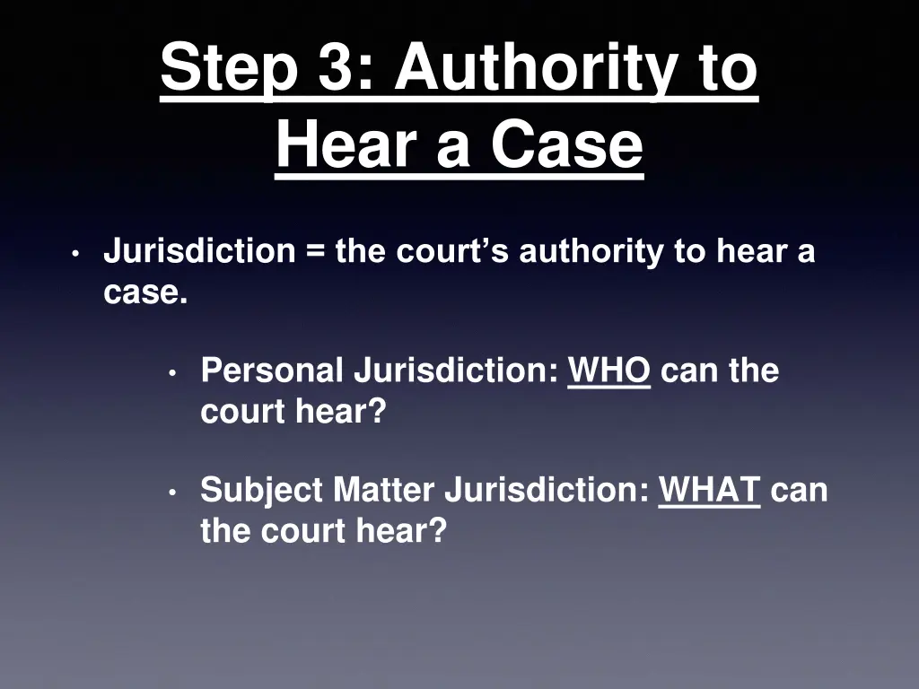 step 3 authority to hear a case