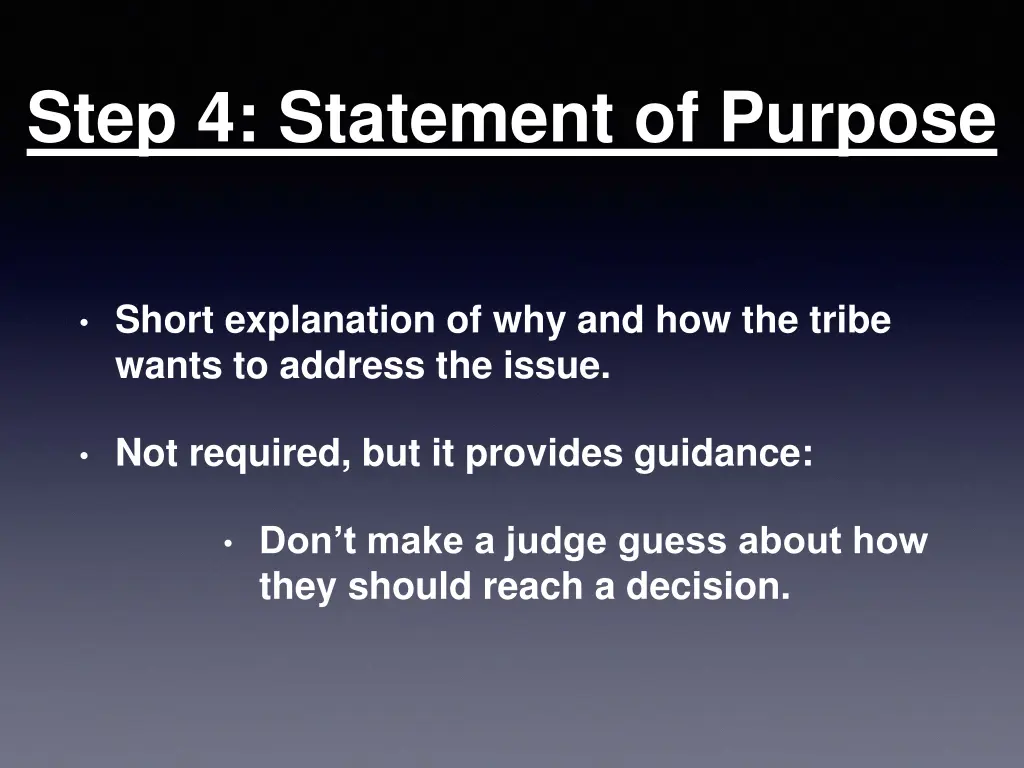 step 4 statement of purpose