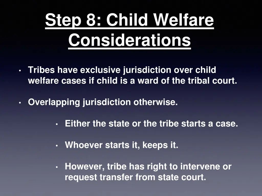 step 8 child welfare considerations