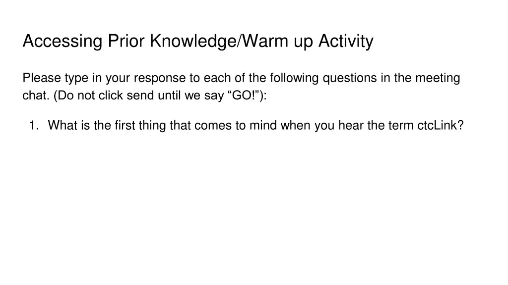 accessing prior knowledge warm up activity 1