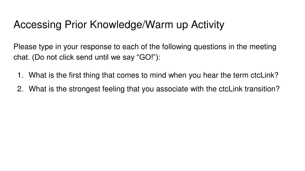 accessing prior knowledge warm up activity 2