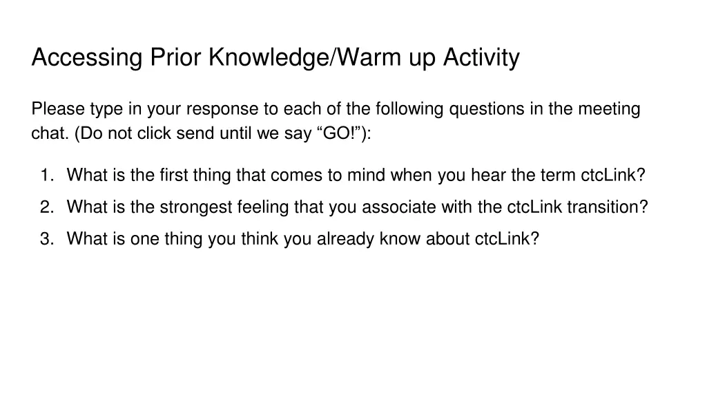 accessing prior knowledge warm up activity 3