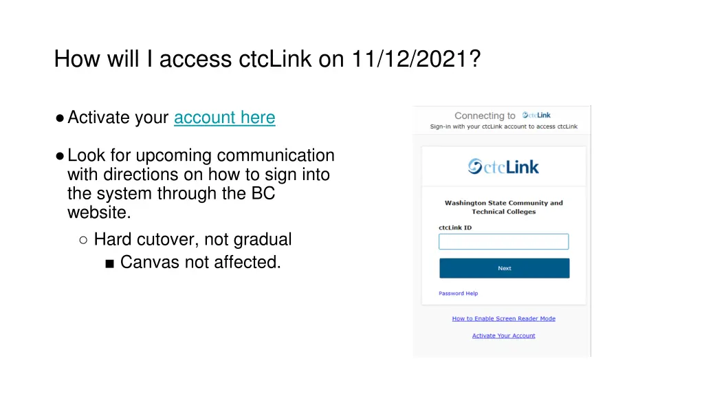 how will i access ctclink on 11 12 2021