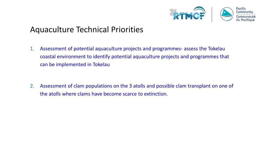 aquaculture technical priorities