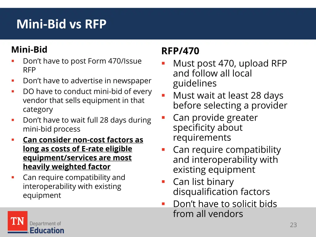 mini bid vs rfp