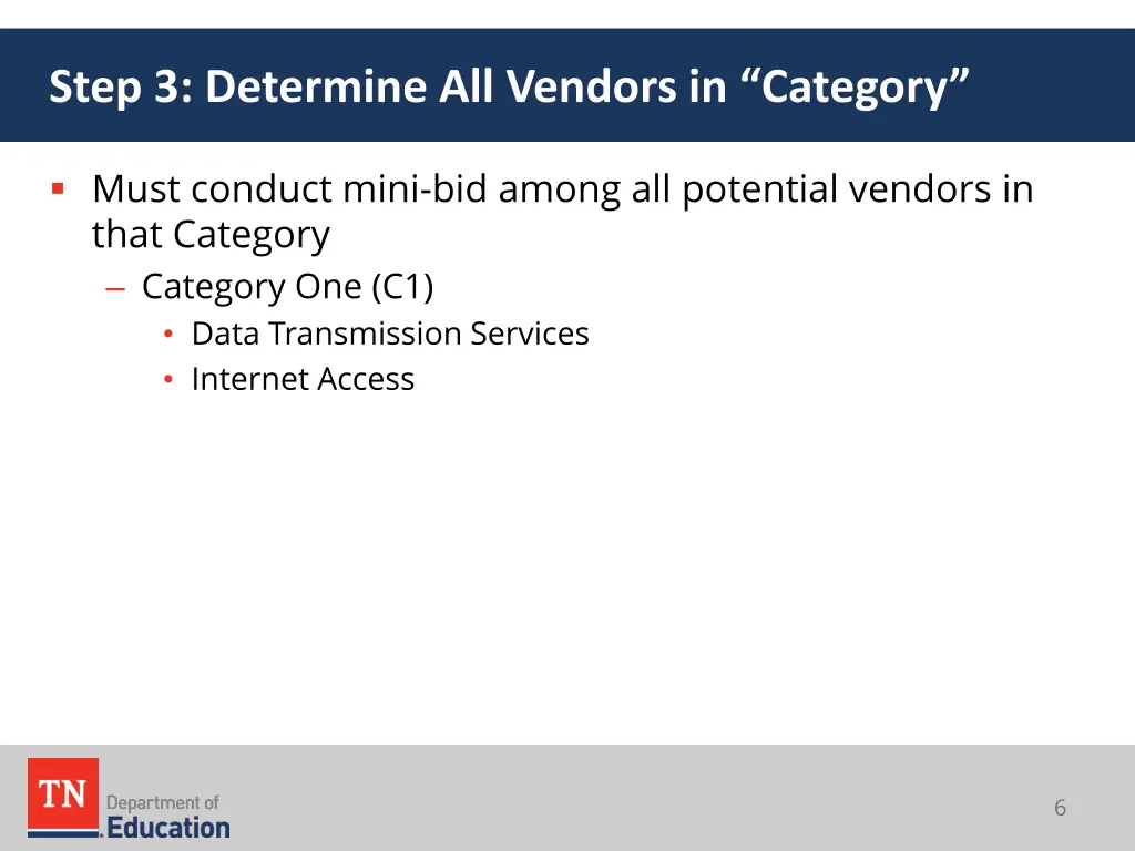 step 3 determine all vendors in category