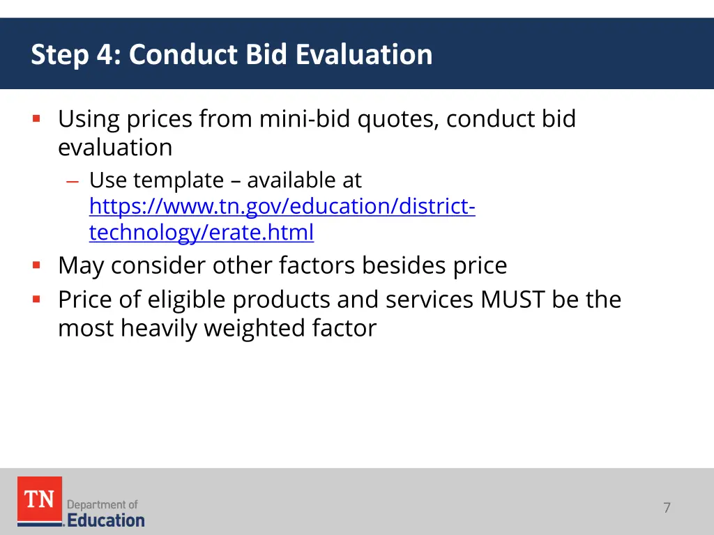 step 4 conduct bid evaluation