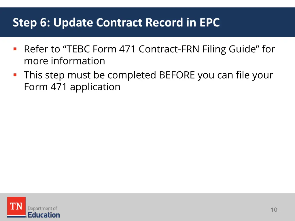 step 6 update contract record in epc