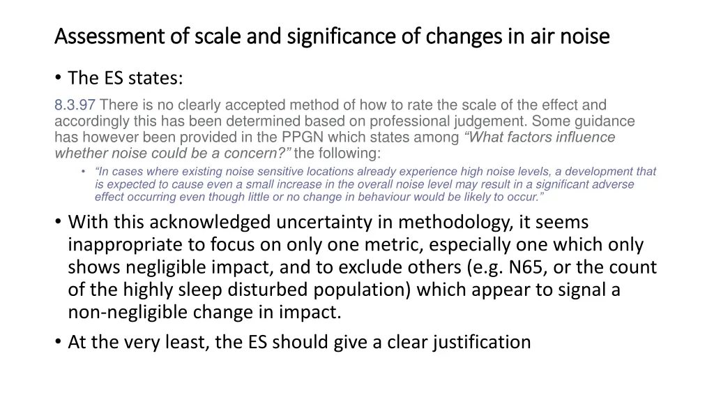 assessment of scale and significance of changes