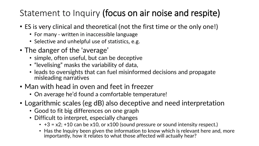 statement to inquiry focus on air noise