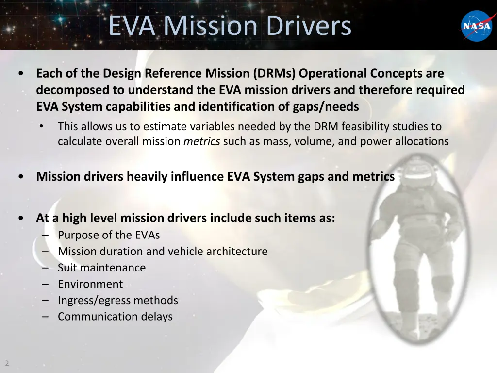 eva mission drivers