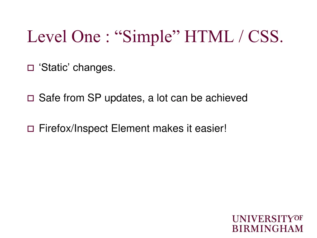 level one simple html css