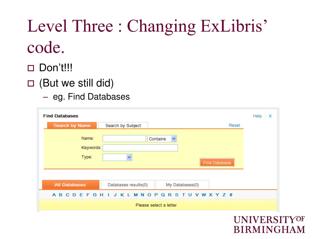 level three changing exlibris code 1