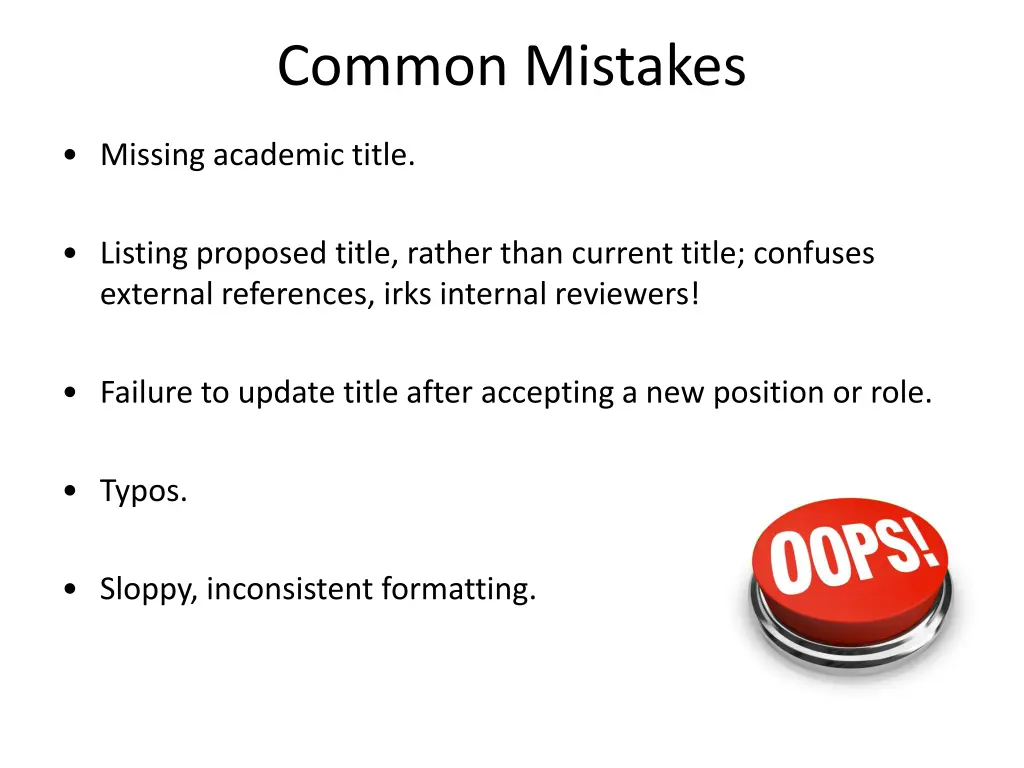 common mistakes