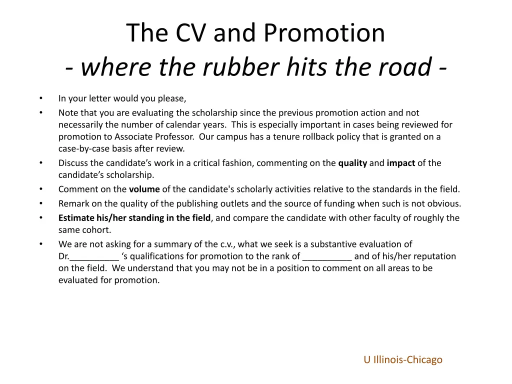 the cv and promotion where the rubber hits