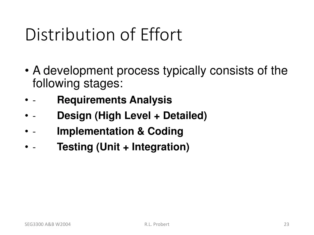 distribution of effort