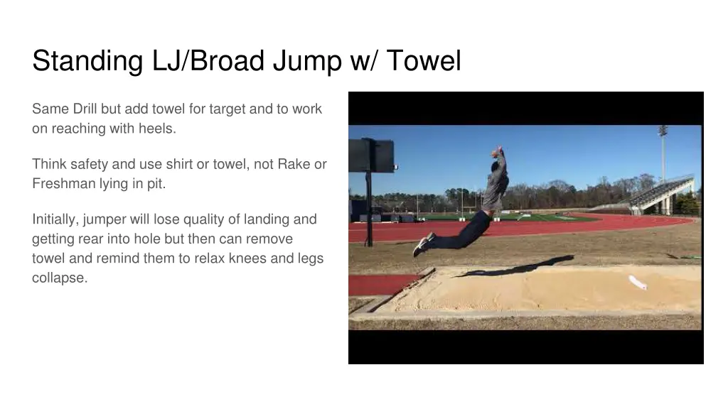 standing lj broad jump w towel