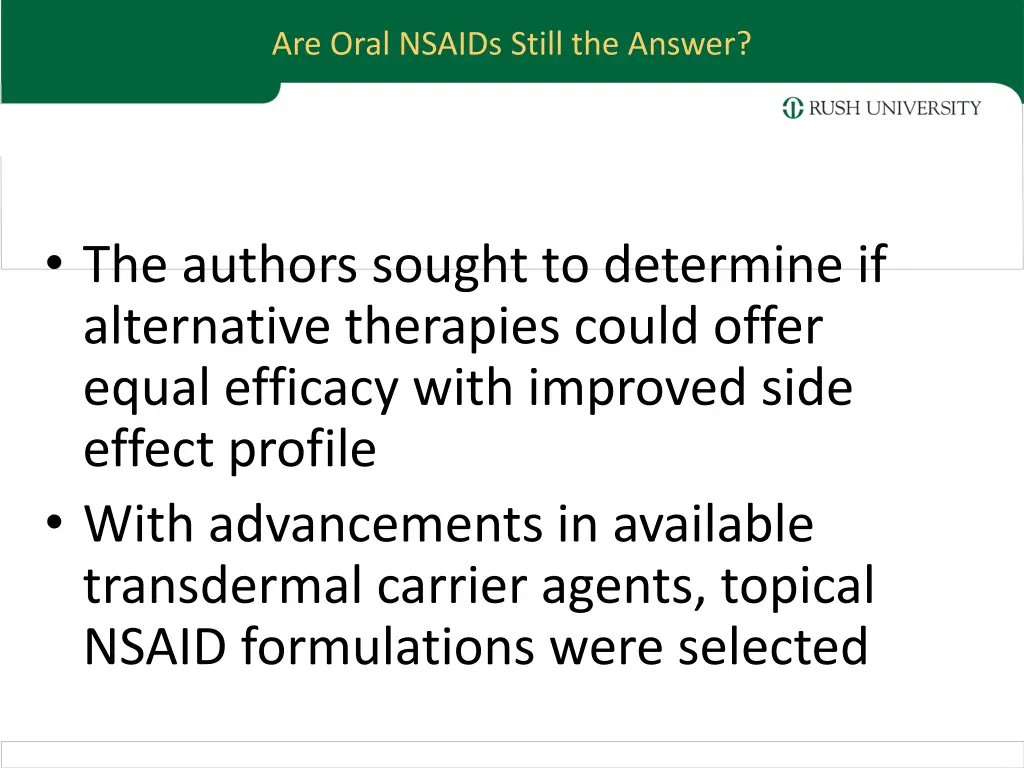 are oral nsaids still the answer