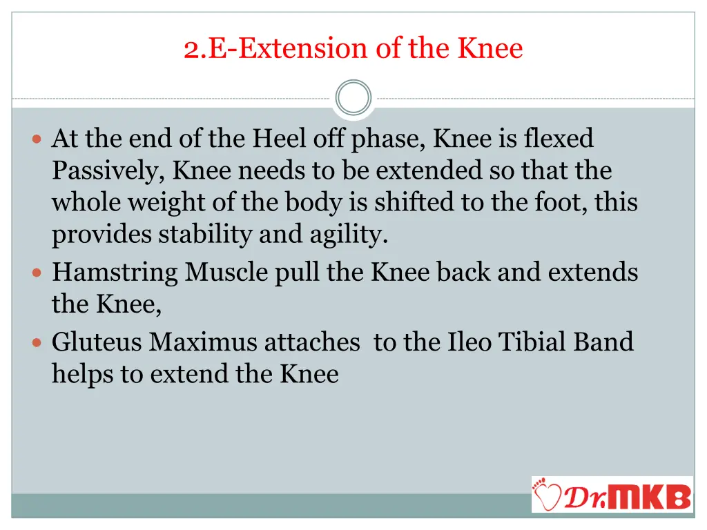 2 e extension of the knee