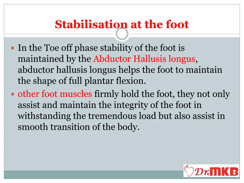 stabilisation at the foot