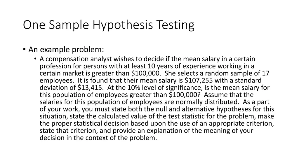 one sample hypothesis testing