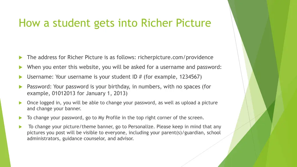 how a student gets into richer picture