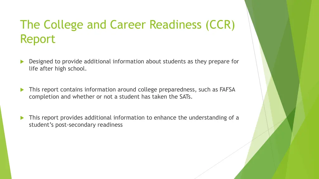 the college and career readiness ccr report