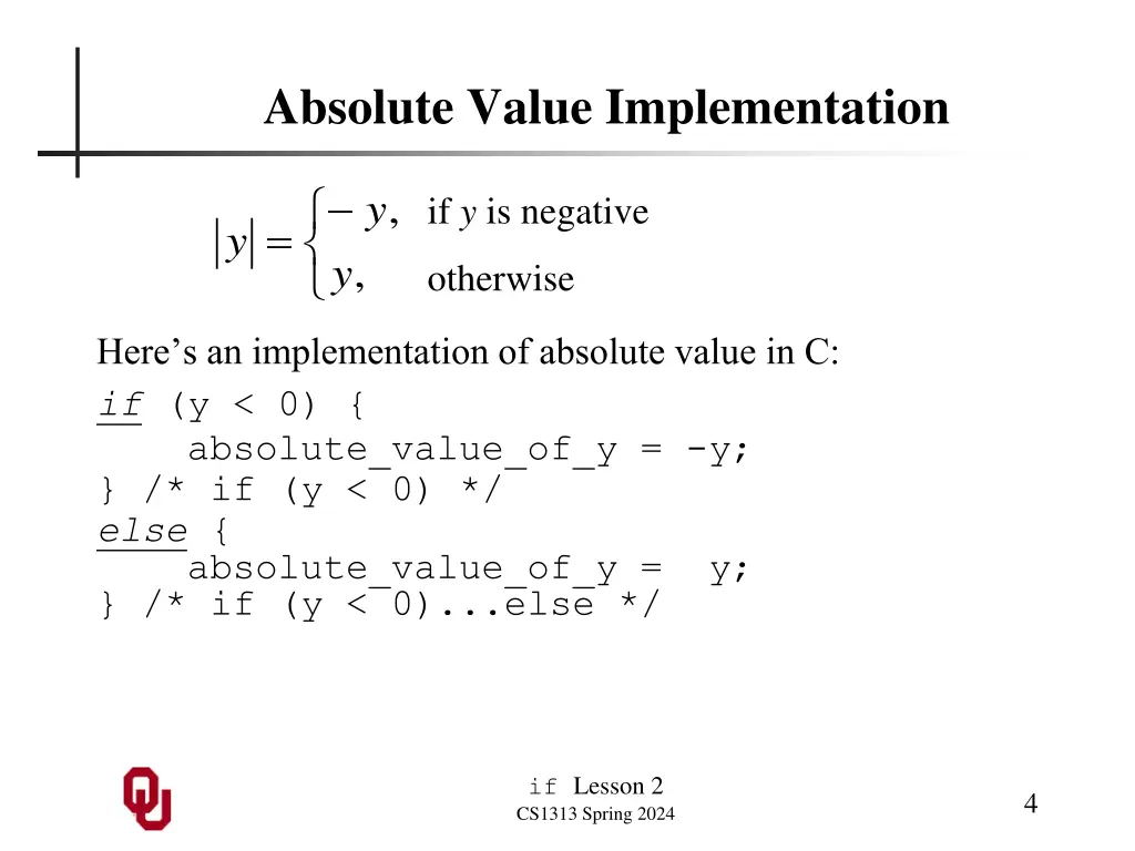 absolute value implementation