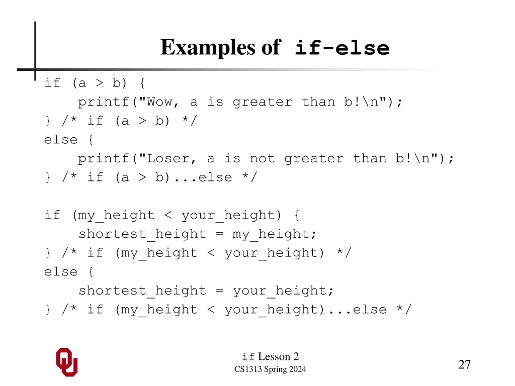 examples of if else 1