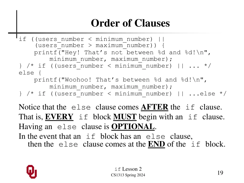 order of clauses