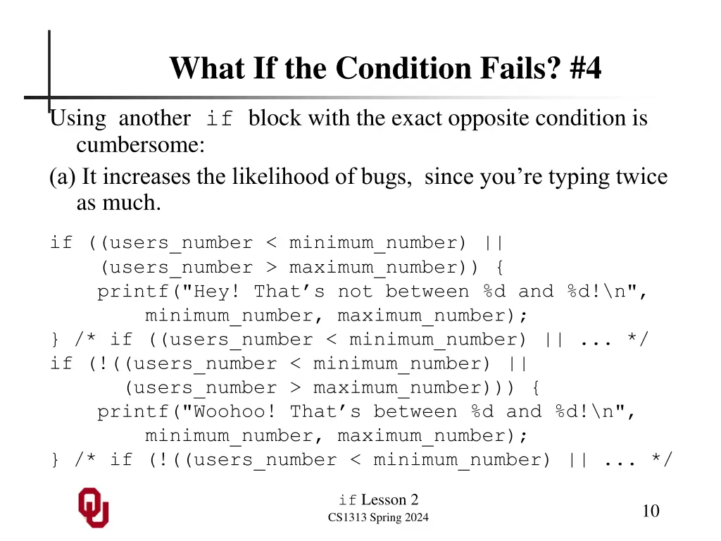 what if the condition fails 4