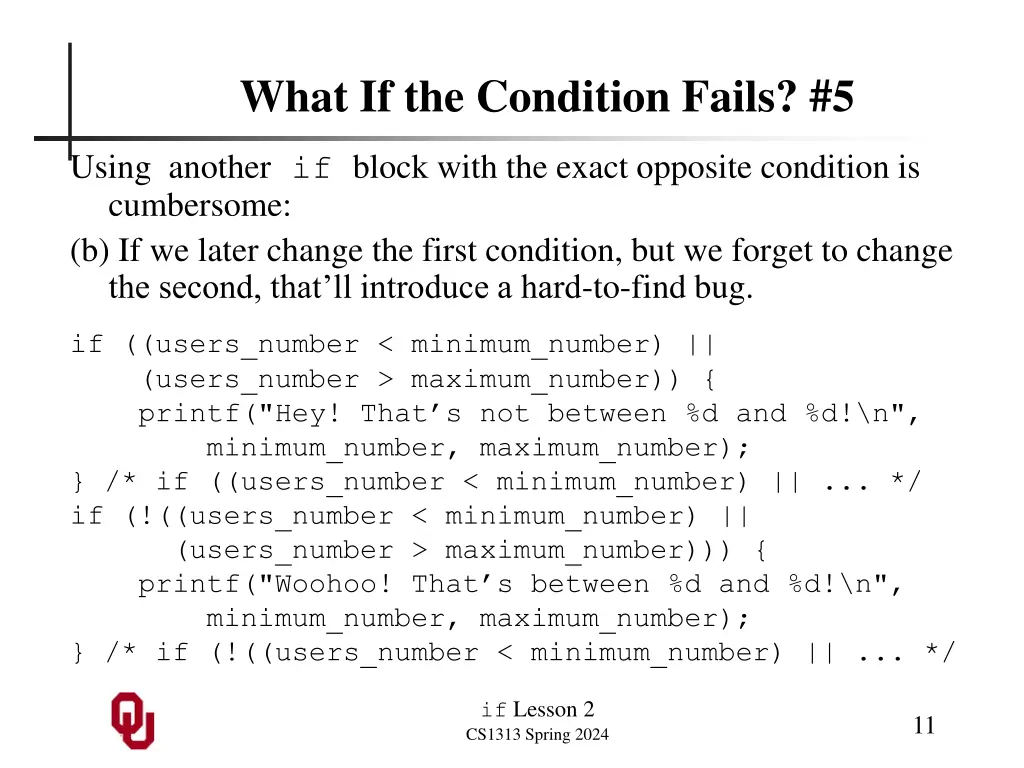 what if the condition fails 5