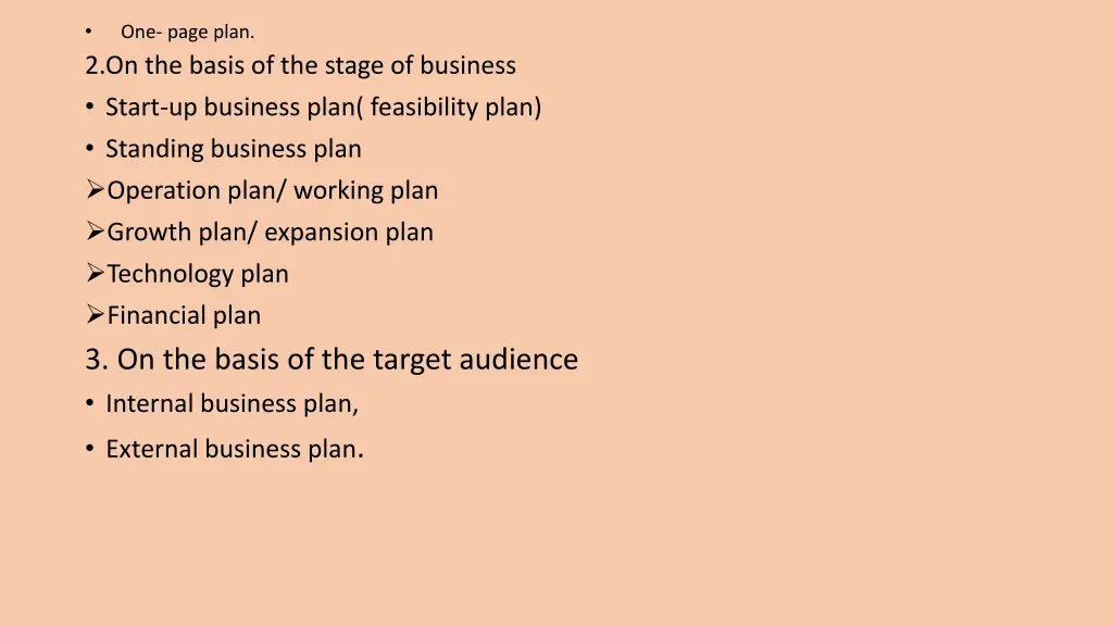 2 on the basis of the stage of business start